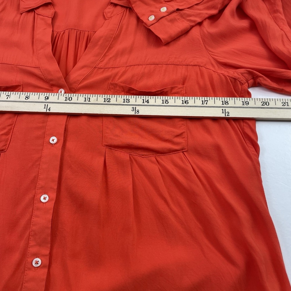 Maeve Anthropologie Women Shirt Small Flutter Sleeve Down In Sicilian Orange - Picture 10 of 13